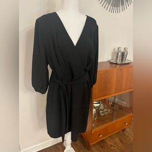 DKNY NWT Black Faux Wrap Dress Sz 12